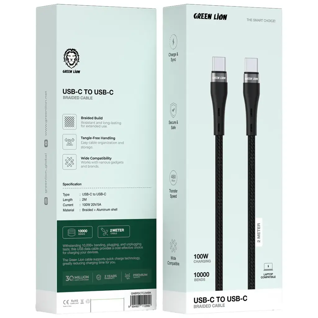 Green Lion USB-C to USB-C Braided Cable 3 Green Lion USB-C to USB-C Braided Cable - Image 3