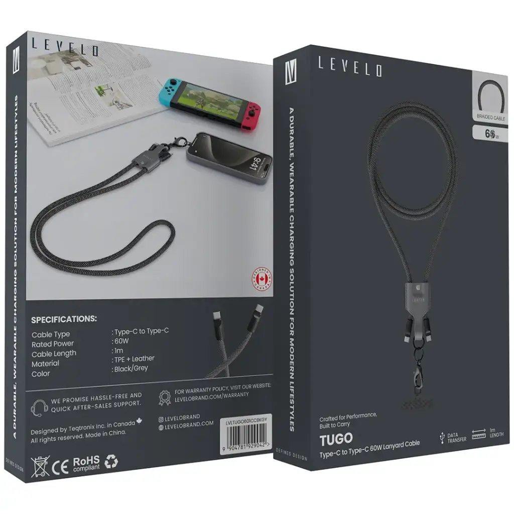 Levelo Tugo Type-C to Type-C 60W Lanyard Cable - Image 3