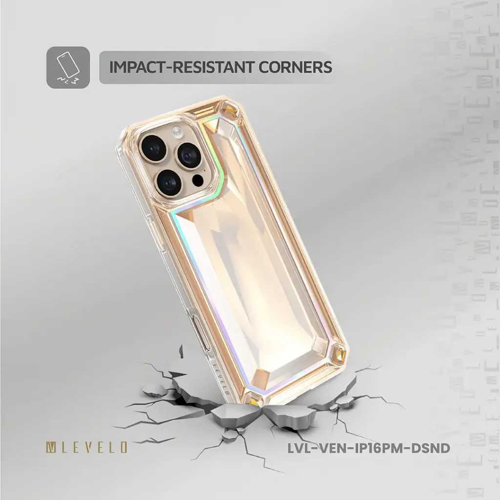Levelo Venessa Diamond Design Case for iPhone 16 - Desert Sand 7 Levelo Venessa Diamond Design Case for iPhone 16 - Desert Sand - Image 7