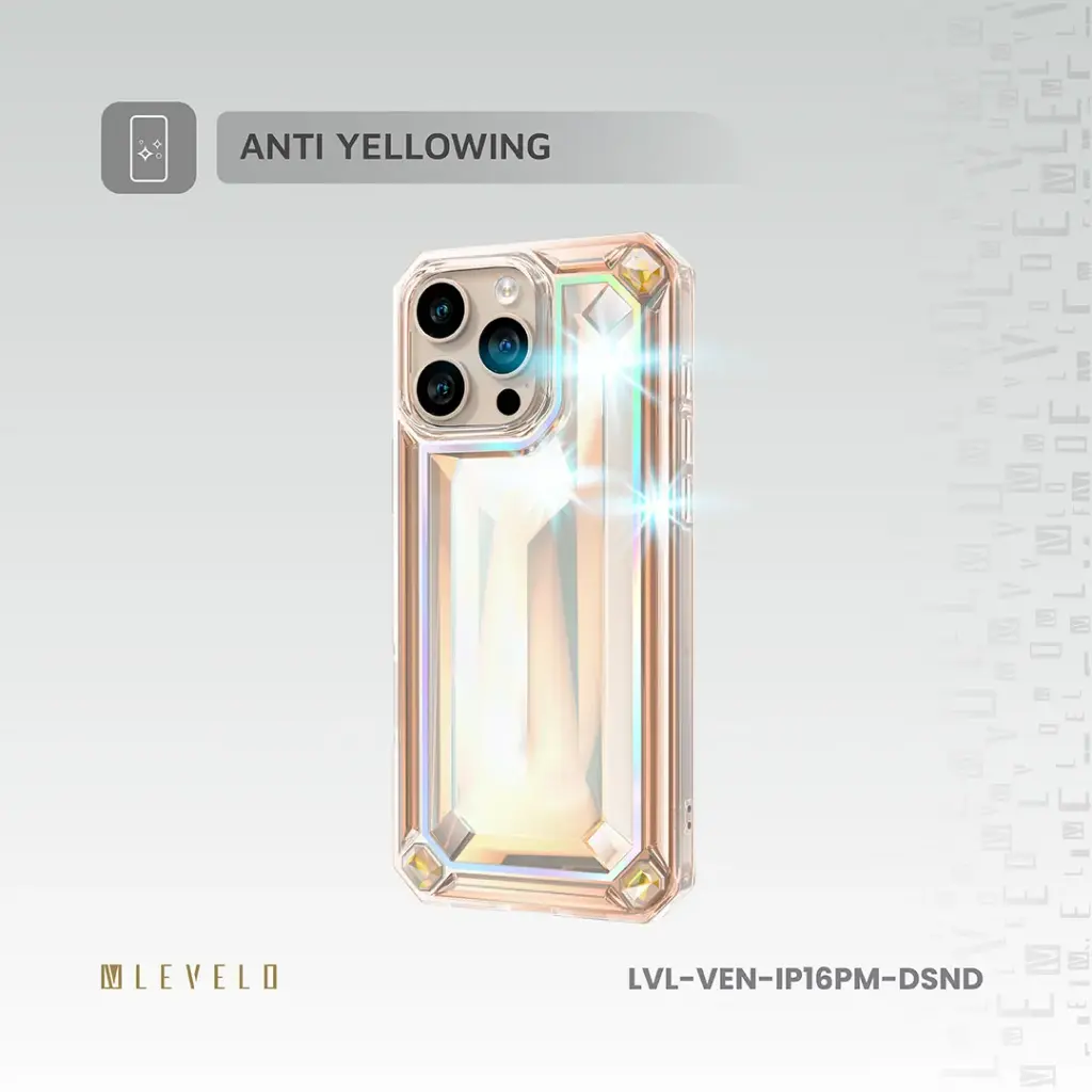 Levelo Venessa Diamond Design Case for iPhone 16 - Desert Sand 6 Levelo Venessa Diamond Design Case for iPhone 16 - Desert Sand - Image 6