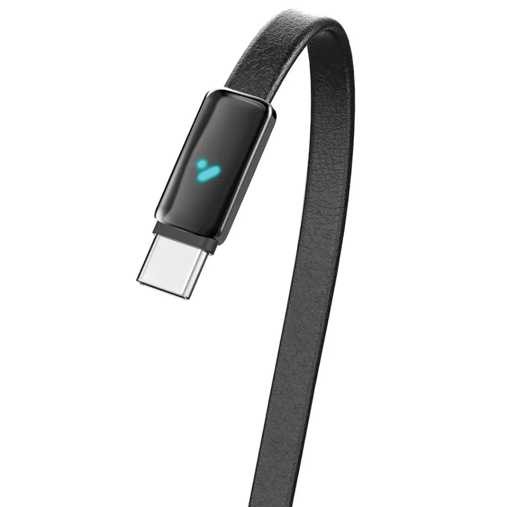 Porodo 100W LED USB-C To USB-C Leather Charging & Data Transfer Cable 2 Porodo 100W LED USB-C To USB-C Leather Charging & Data Transfer Cable - Image 2