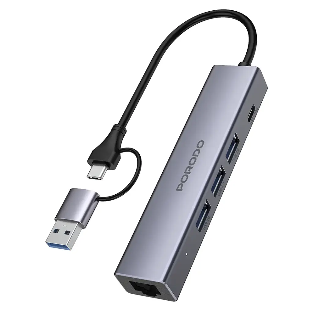 Porodo 5-IN-1 Multi-Port Hub PD Charging & 5Gbps Transfer Rate - Image 2