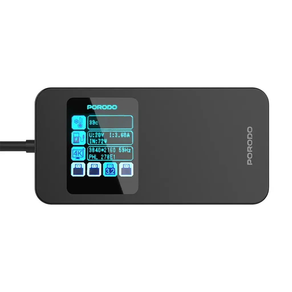 Porodo 6-In-1 Multi-Port USB-C Hub with Smart Digital Display - Image 6