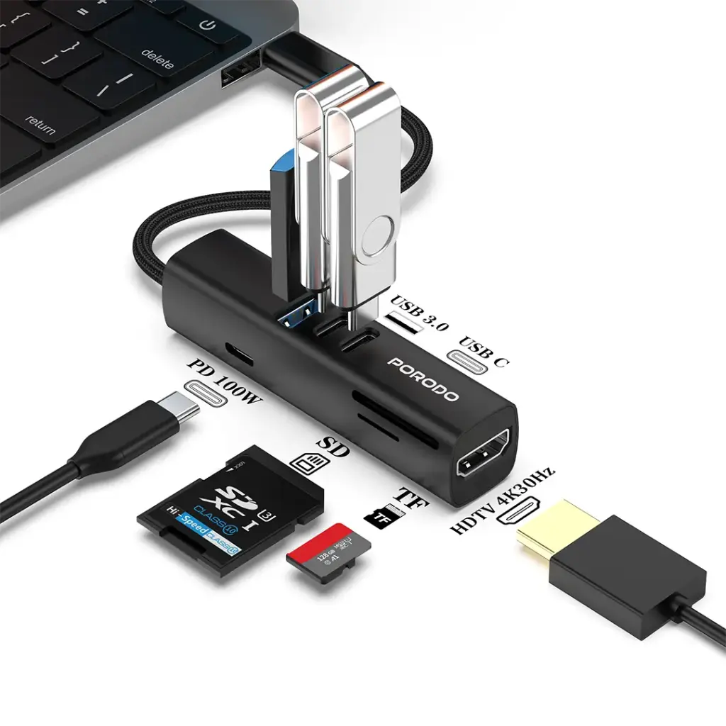 Porodo 7-In-1 Multi-Port USB Hub with 5Gbps Transfer Speed - Image 5