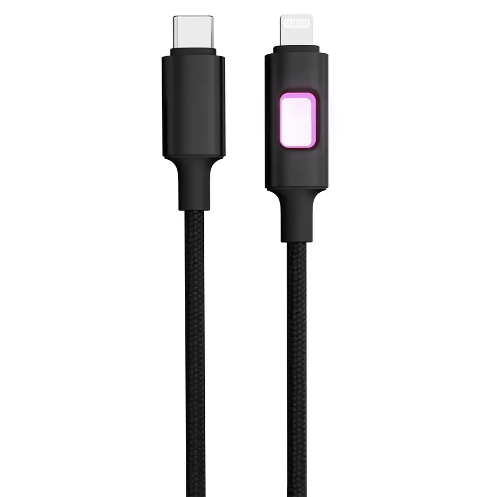 Porodo LED Braided USB-C to Lightning Charging & Data Cable 3 Porodo LED Braided USB-C to Lightning Charging & Data Cable - Image 3