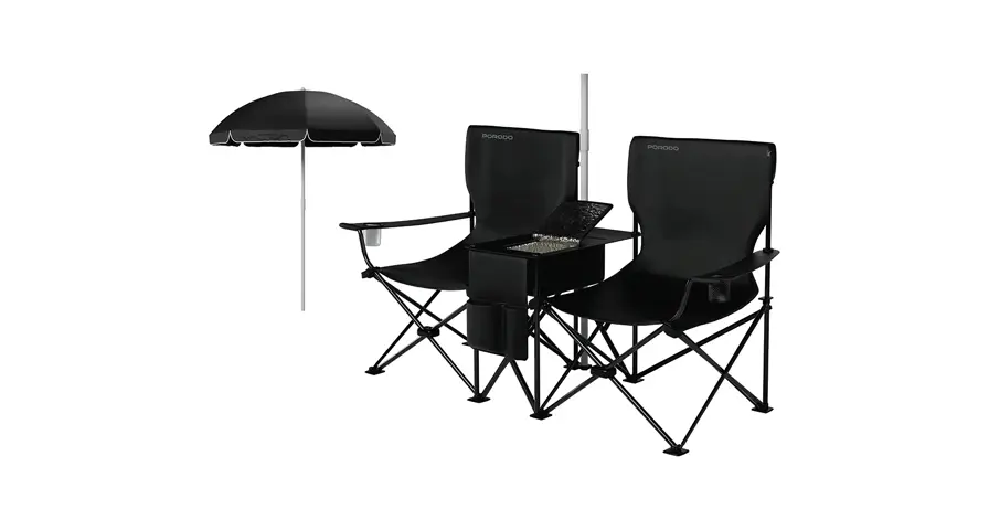 Porodo Lifestyle Campshade Camping Dual Chair with Umbrella & Cup Holder 1 Porodo Lifestyle Campshade Camping Dual Chair with Umbrella & Cup Holder