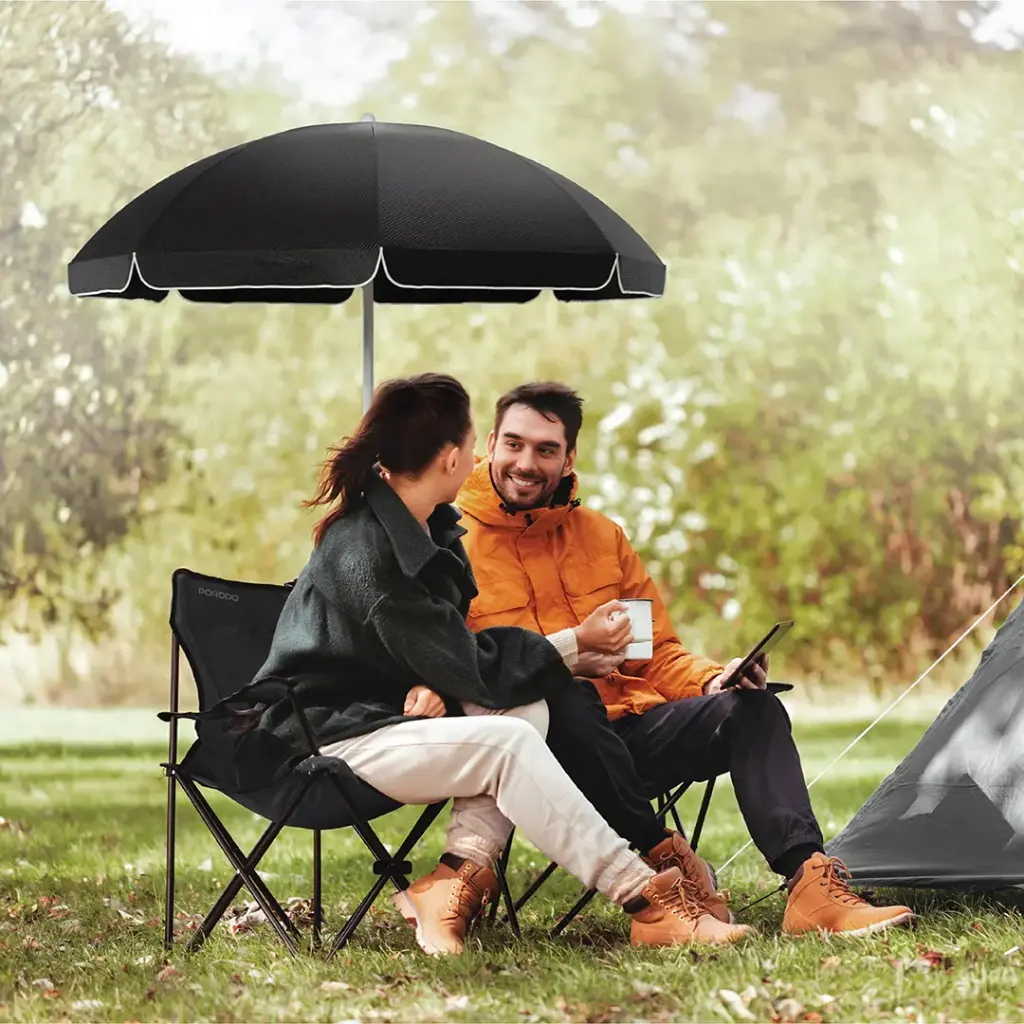 Porodo Lifestyle Campshade Camping Dual Chair with Umbrella & Cup Holder 6 Porodo Lifestyle Campshade Camping Dual Chair with Umbrella & Cup Holder - Image 6