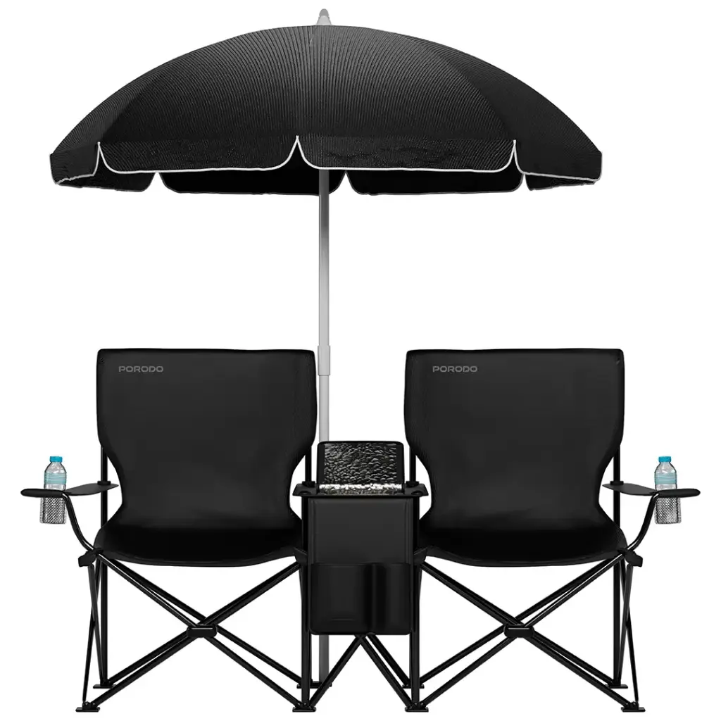 Porodo Lifestyle Campshade Camping Dual Chair with Umbrella & Cup Holder 4 Porodo Lifestyle Campshade Camping Dual Chair with Umbrella & Cup Holder - Image 4