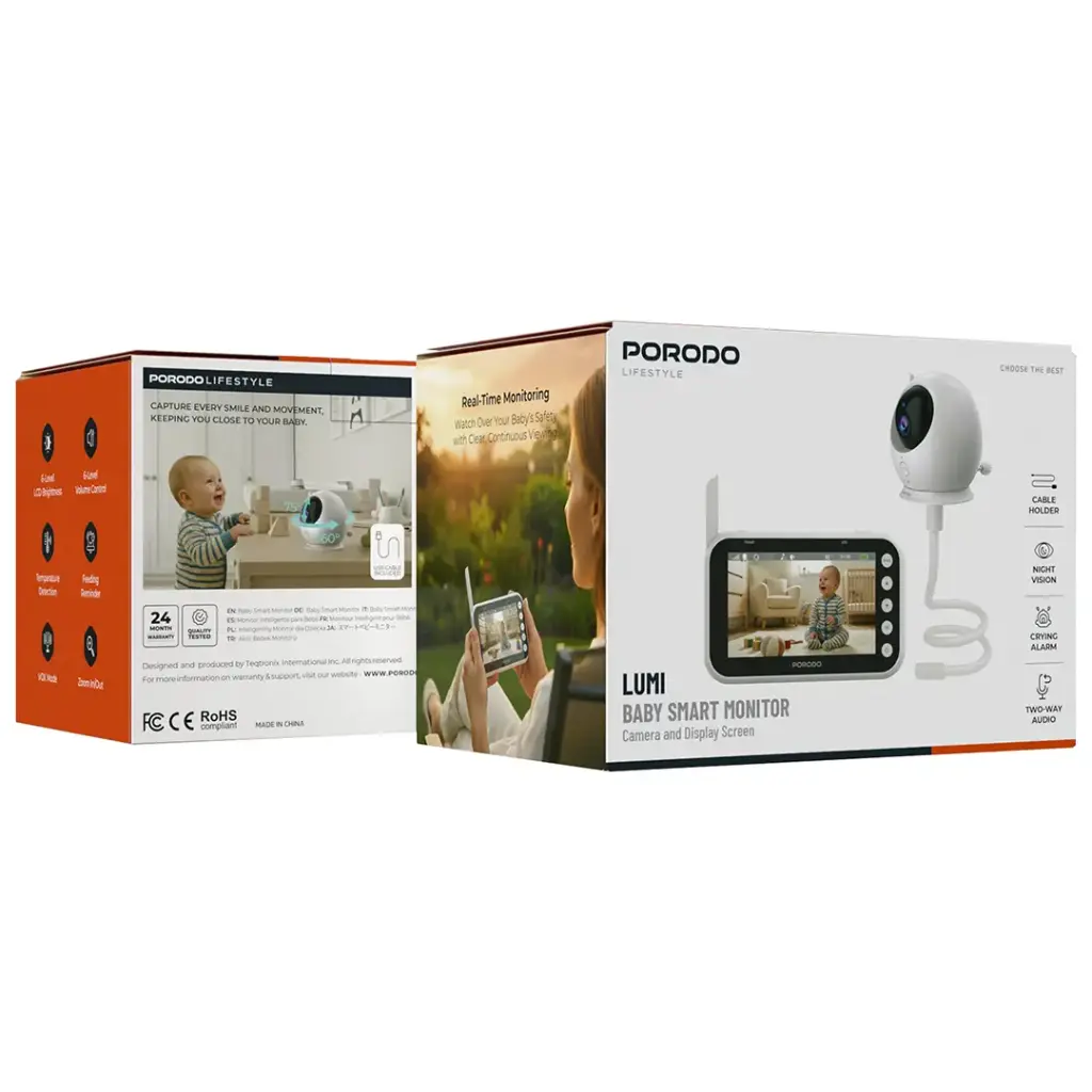 Porodo Lifestyle Lumi Baby Smart Monitor with Camera and Display Screen 4 Porodo Lifestyle Lumi Baby Smart Monitor with Camera and Display Screen - Image 4