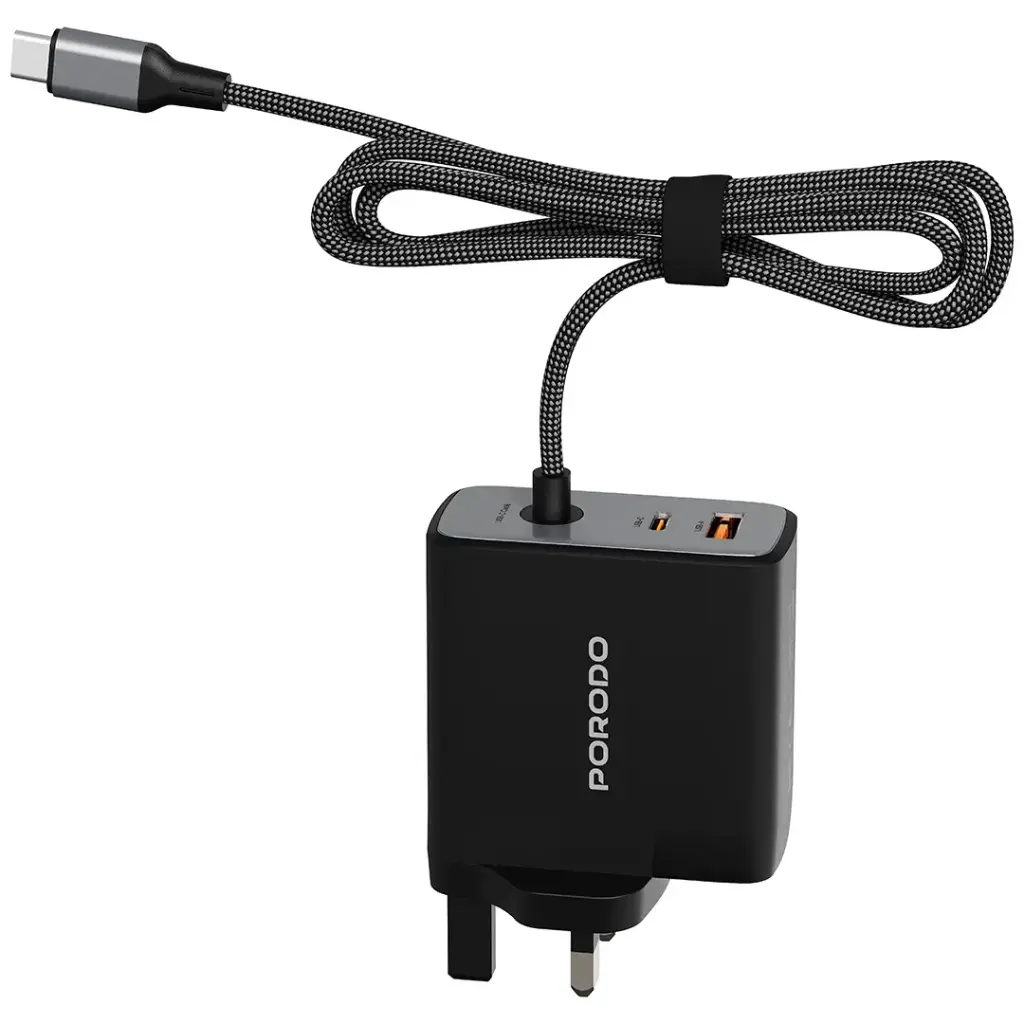 Porodo Zentrix 100W GaN Fast Charger with 1.5m Braided USB-C Cable 3 Porodo Zentrix 100W GaN Fast Charger with 1.5m Braided USB-C Cable - Image 3