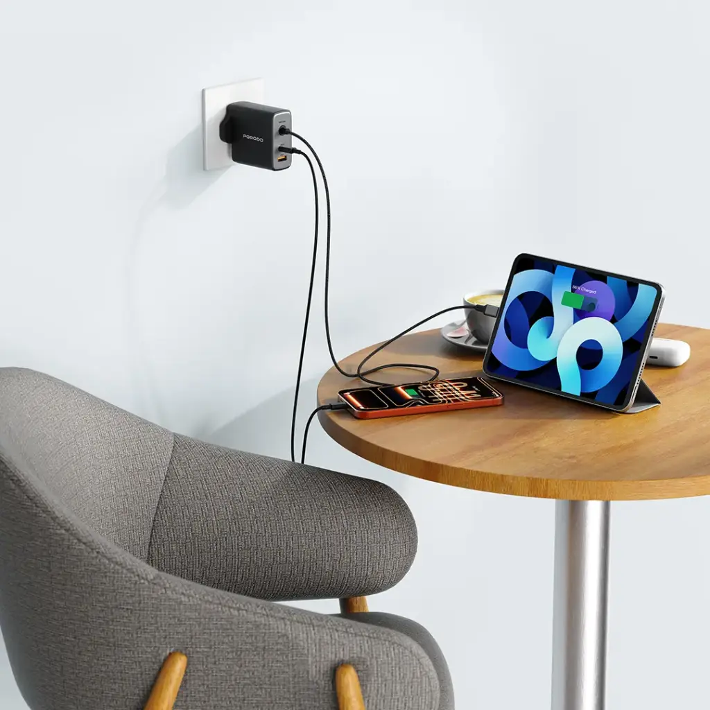 Porodo Zentrix 100W GaN Fast Charger with 1.5m Braided USB-C Cable 5 Porodo Zentrix 100W GaN Fast Charger with 1.5m Braided USB-C Cable - Image 5