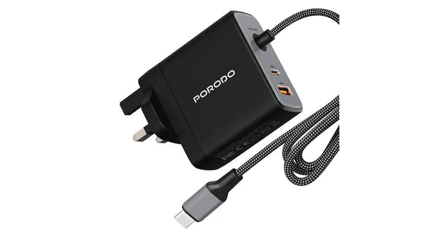 Porodo Zentrix 100W GaN Fast Charger with 1.5m Braided USB-C Cable 1 Porodo Zentrix 100W GaN Fast Charger with 1.5m Braided USB-C Cable