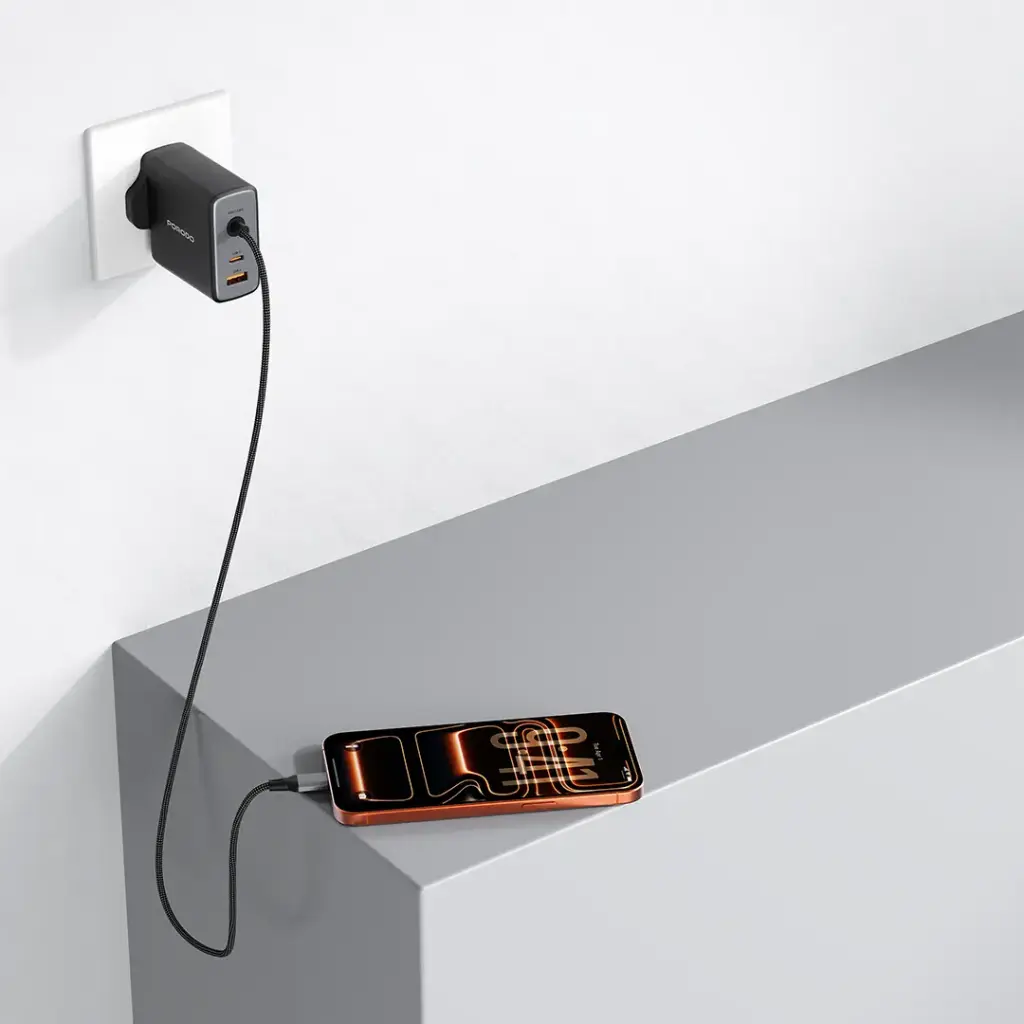 Porodo Zentrix 100W GaN Fast Charger with 1.5m Braided USB-C Cable 6 Porodo Zentrix 100W GaN Fast Charger with 1.5m Braided USB-C Cable - Image 6