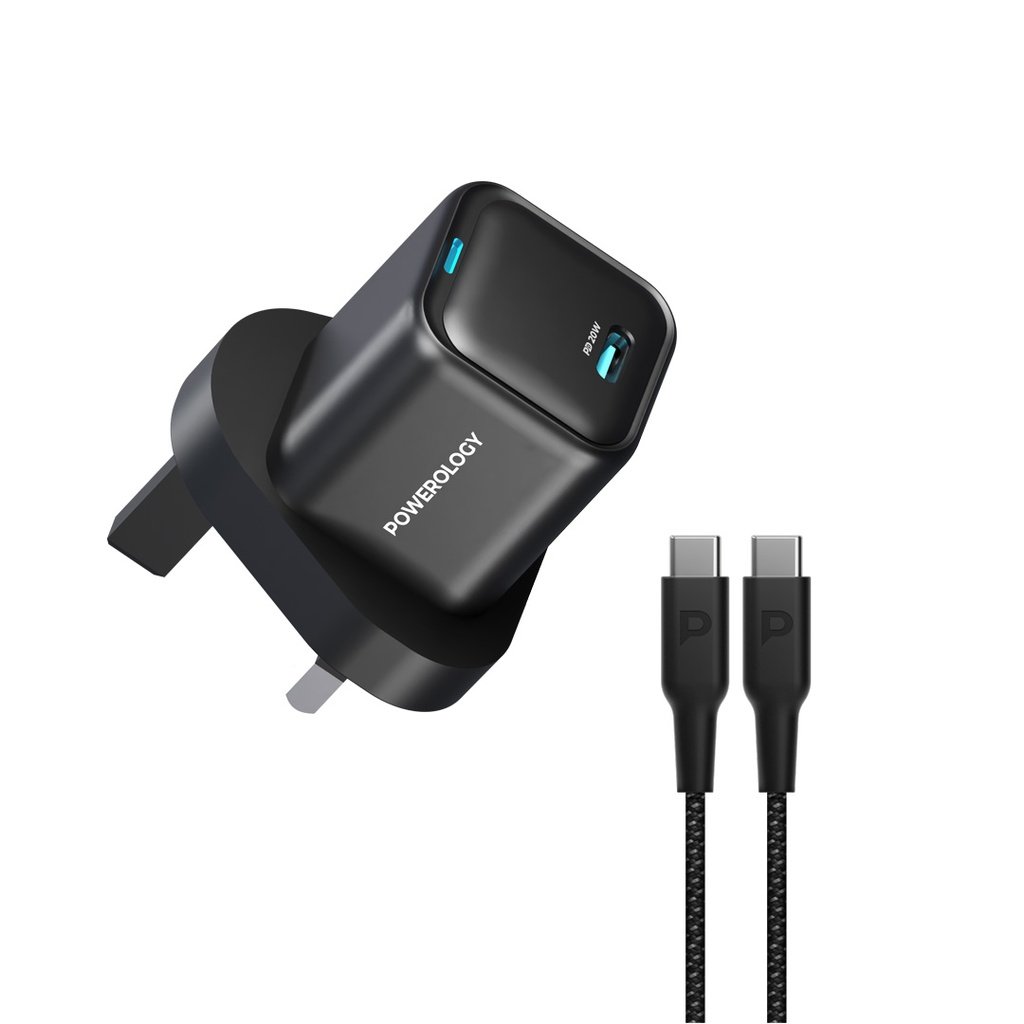 Powerology 20W Single C Port PD Charger UK with Type C to C 60W cable 3 Powerology 20W Single C Port PD Charger UK with Type C to C 60W cable - Image 3