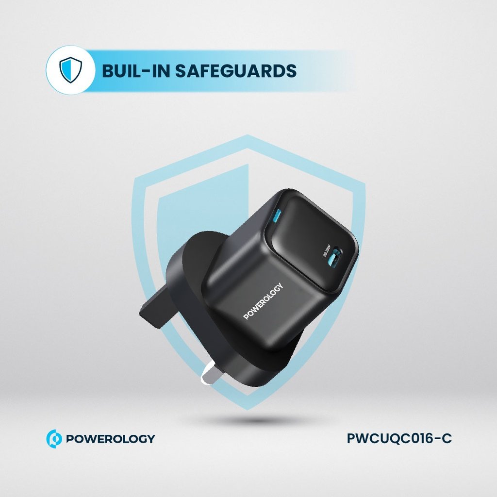 Powerology 20W Single C Port PD Charger UK with Type C to C 60W cable 7 Powerology 20W Single C Port PD Charger UK with Type C to C 60W cable - Image 7