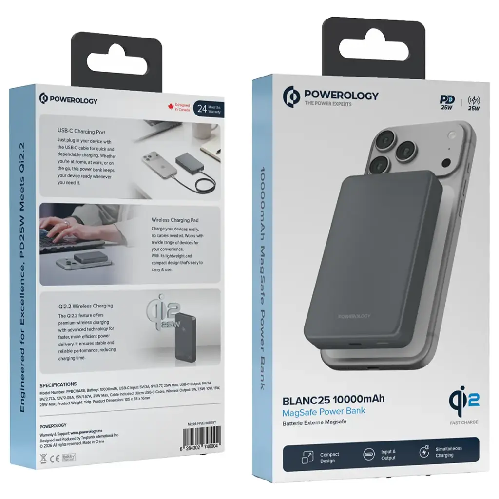 Powerology Blanc25 10000mAh MagSafe Power Bank 6 Powerology Blanc25 10000mAh MagSafe Power Bank - Image 6