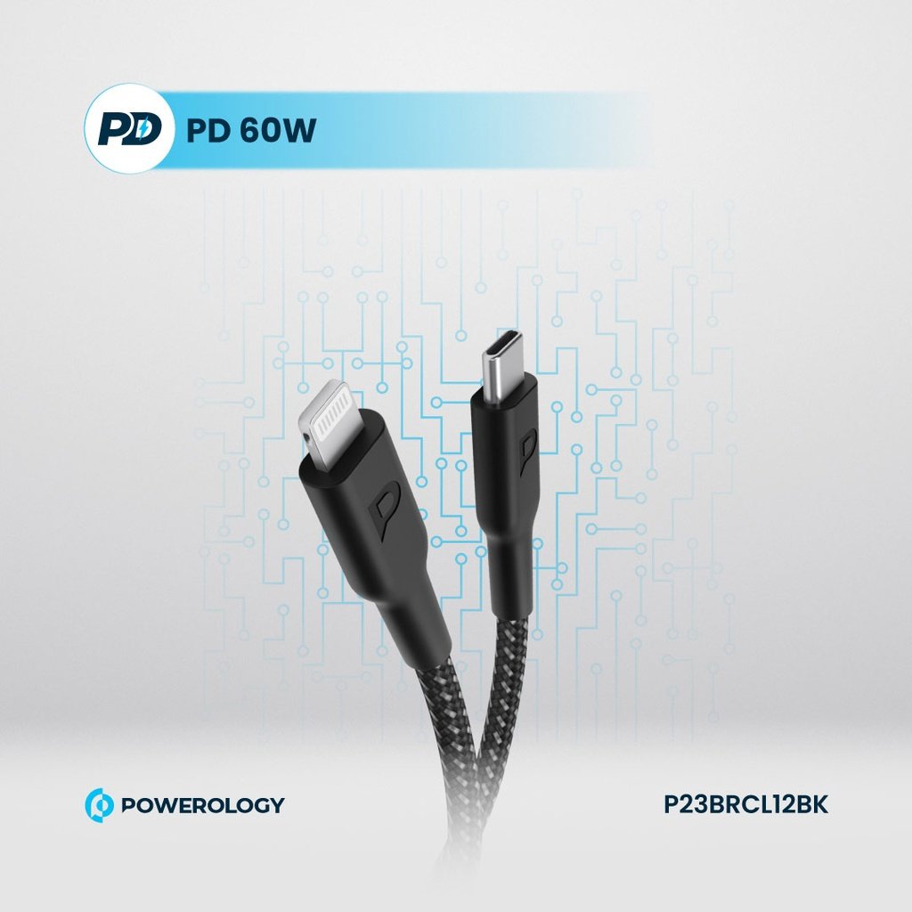 Powerology New Braided Type-C to Lightning Cable 1.2M PD 60W - Image 5