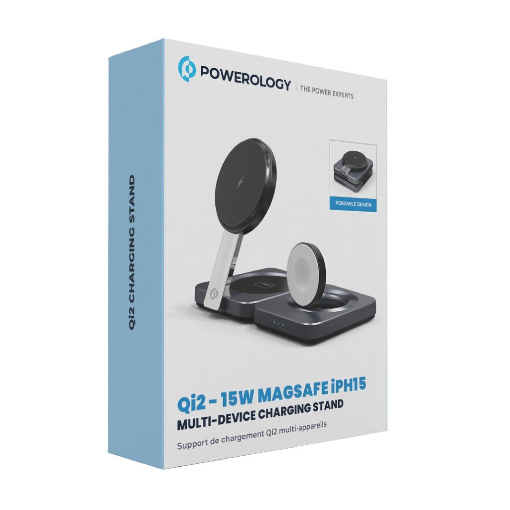 Powerology Qi2-15W Magsafe iPH15 Multi-Device Charging Stand 4 Powerology Qi2-15W Magsafe iPH15 Multi-Device Charging Stand - Image 4