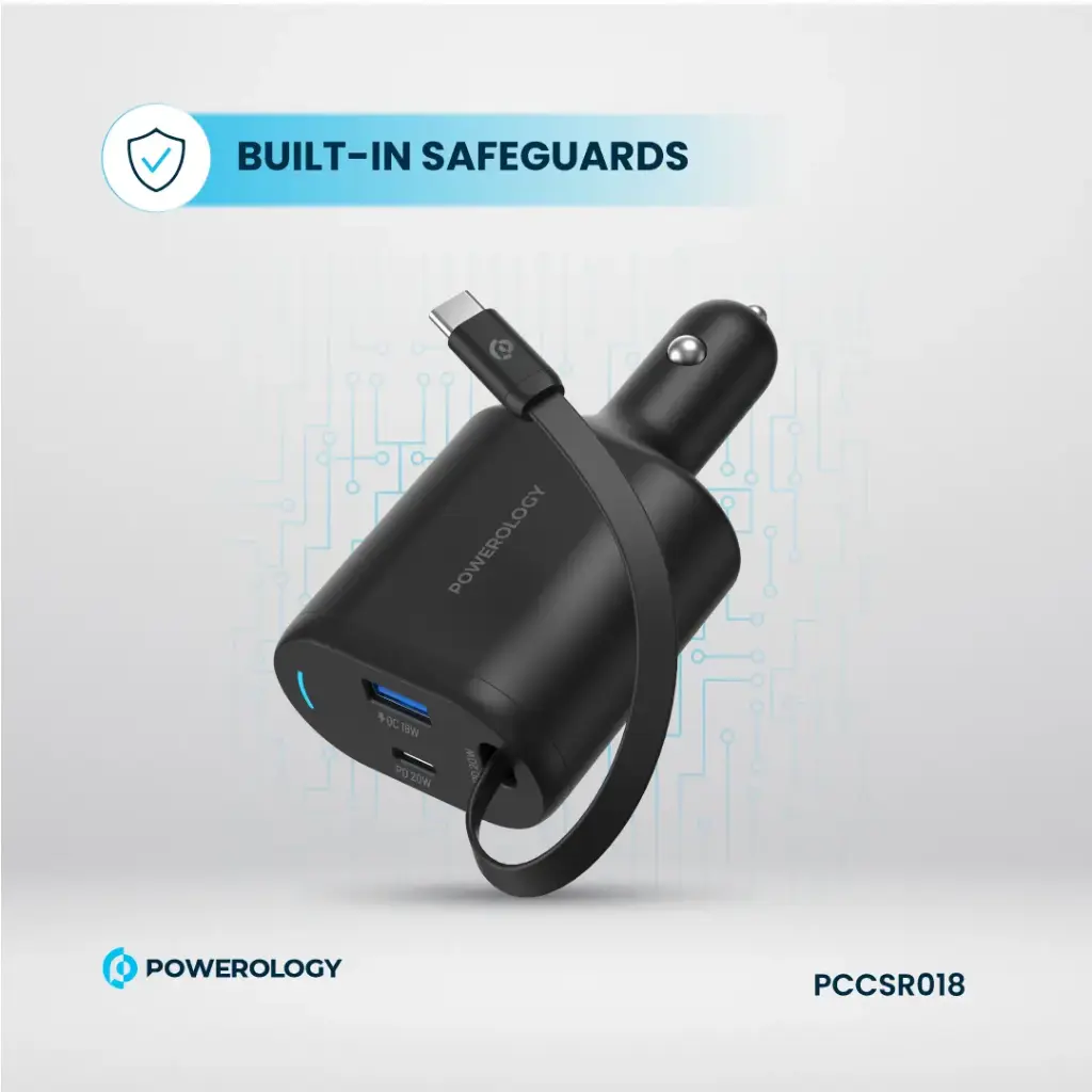 Powerology Type-C Retractable Car Charger 70W - Image 7