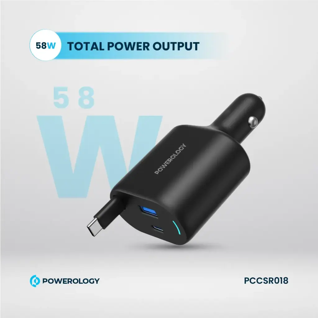 Powerology Type-C Retractable Car Charger 70W - Image 6