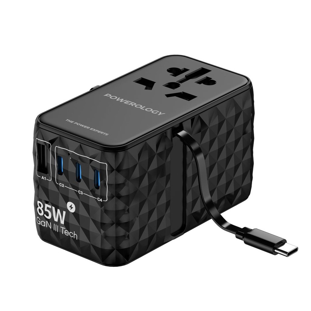 Powerology Universal GaN 85W Super Charger Retractable Type-C Cable 2 Powerology Universal GaN 85W Super Charger Retractable Type-C Cable - Image 2