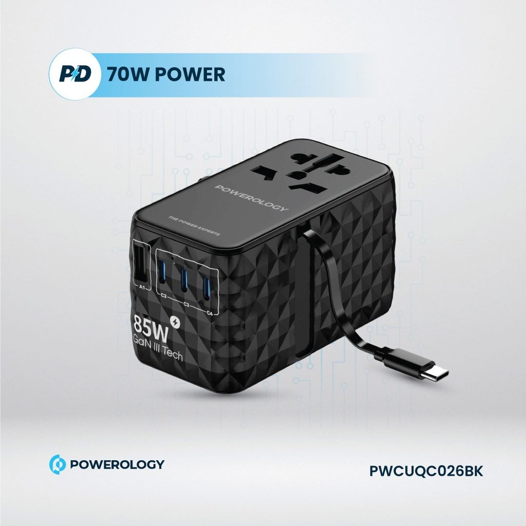 Powerology Universal GaN 85W Super Charger Retractable Type-C Cable 6 Powerology Universal GaN 85W Super Charger Retractable Type-C Cable - Image 6