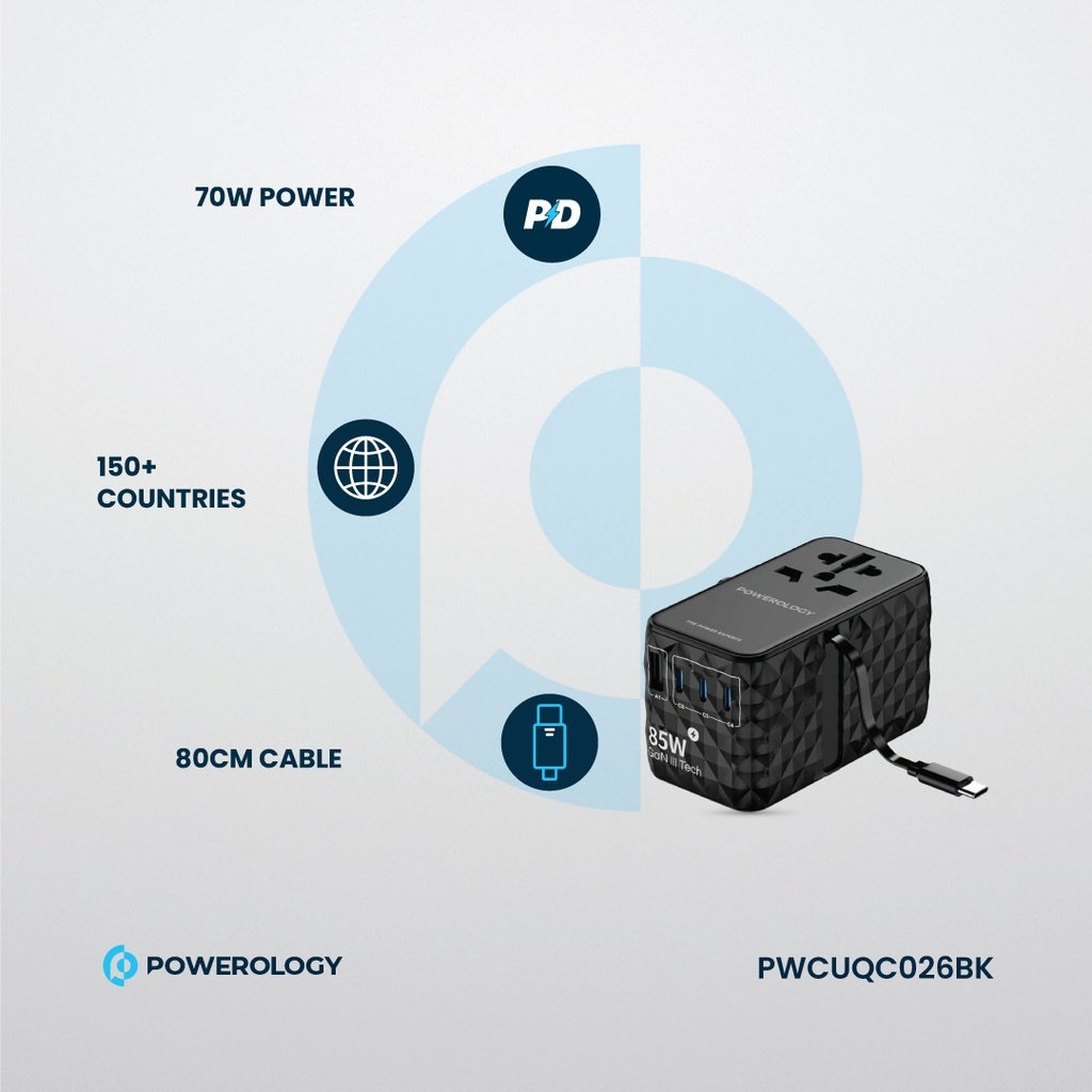 Powerology Universal GaN 85W Super Charger Retractable Type-C Cable 4 Powerology Universal GaN 85W Super Charger Retractable Type-C Cable - Image 4