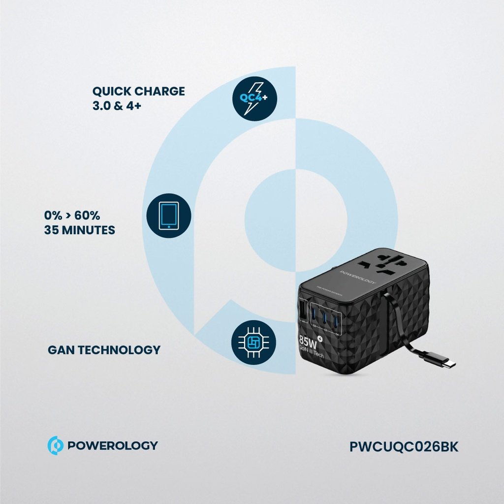 Powerology Universal GaN 85W Super Charger Retractable Type-C Cable 5 Powerology Universal GaN 85W Super Charger Retractable Type-C Cable - Image 5