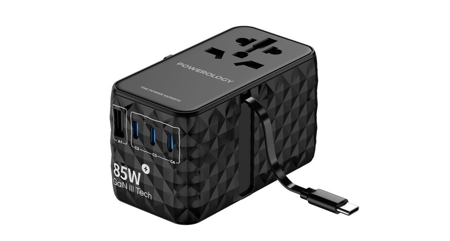 Powerology Universal GaN 85W Super Charger Retractable Type-C Cable 1 Powerology Universal GaN 85W Super Charger Retractable Type-C Cable