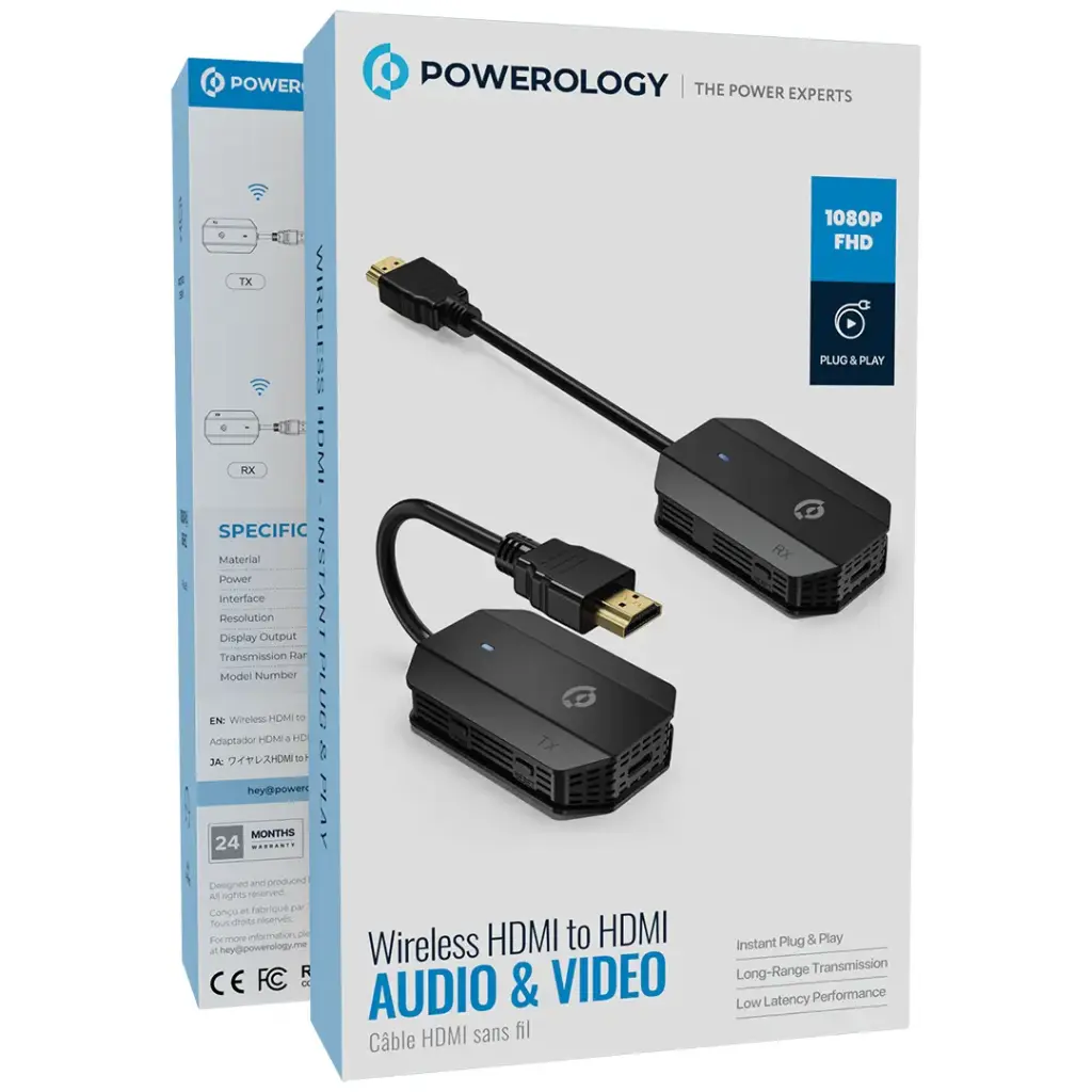 Powerology Wireless HDMI Mirroring Adaptor Pair with USB-C Cable Full HD 1080P 4 Powerology Wireless HDMI Mirroring Adaptor Pair with USB-C Cable Full HD 1080P - Image 4