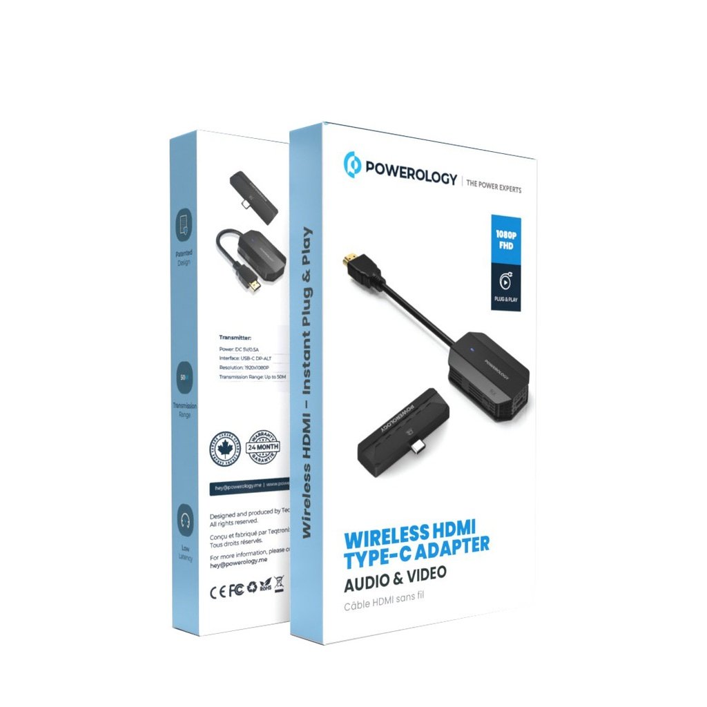 Powerology Wireless HDMI Type-C Adapter Audio & Video-Black - Image 3