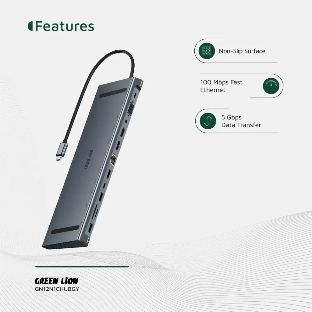 Green Lion 12-in-1 4K HDMI Ethernet USB-C Hub 5 Green Lion 12-in-1 4K HDMI Ethernet USB-C Hub - Image 5