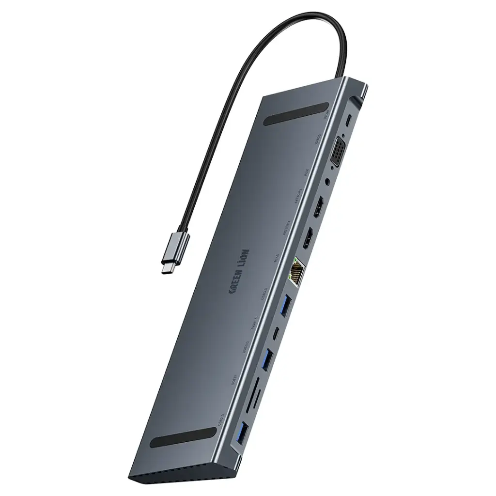 Green Lion 12-in-1 4K HDMI Ethernet USB-C Hub 2 Green Lion 12-in-1 4K HDMI Ethernet USB-C Hub - Image 2