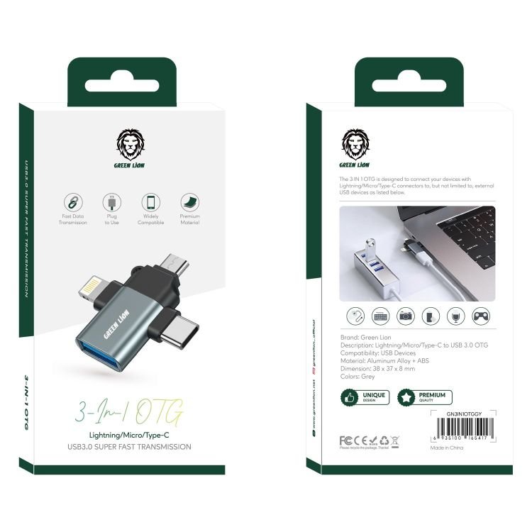 Green Lion 3 in 1 OTG (Lightning / Micro / Type-C) 3 Green Lion 3 in 1 OTG (Lightning / Micro / Type-C) - Image 3