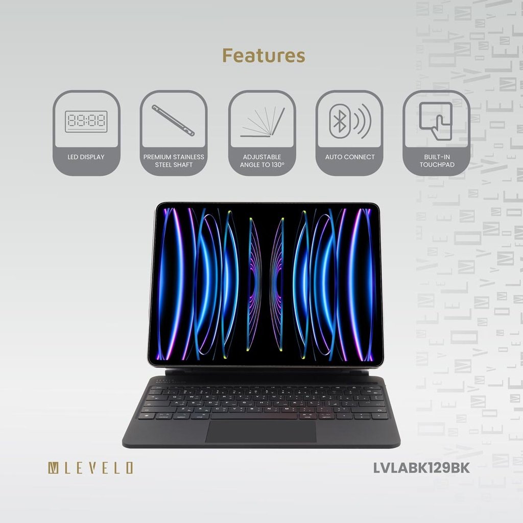 Levelo AeroBoard Saffanio Leather Wireless Keyboard For iPad Pro 12.9" (2022) & 13" (2024) 6 Levelo AeroBoard Saffanio Leather Wireless Keyboard For iPad Pro 12.9" (2022) & 13" (2024) - Image 6
