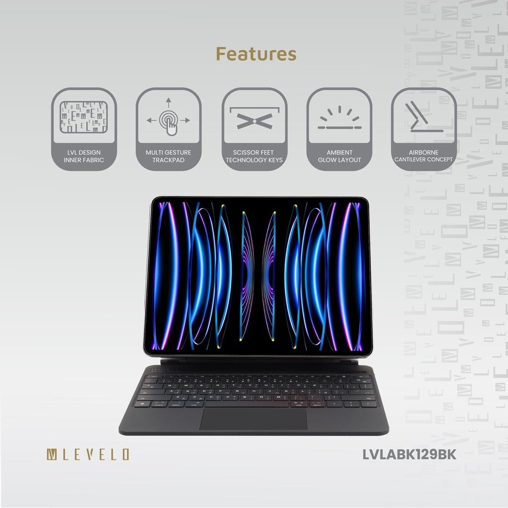 Levelo AeroBoard Saffanio Leather Wireless Keyboard For iPad Pro 12.9" (2022) & 13" (2024) 5 Levelo AeroBoard Saffanio Leather Wireless Keyboard For iPad Pro 12.9" (2022) & 13" (2024) - Image 5