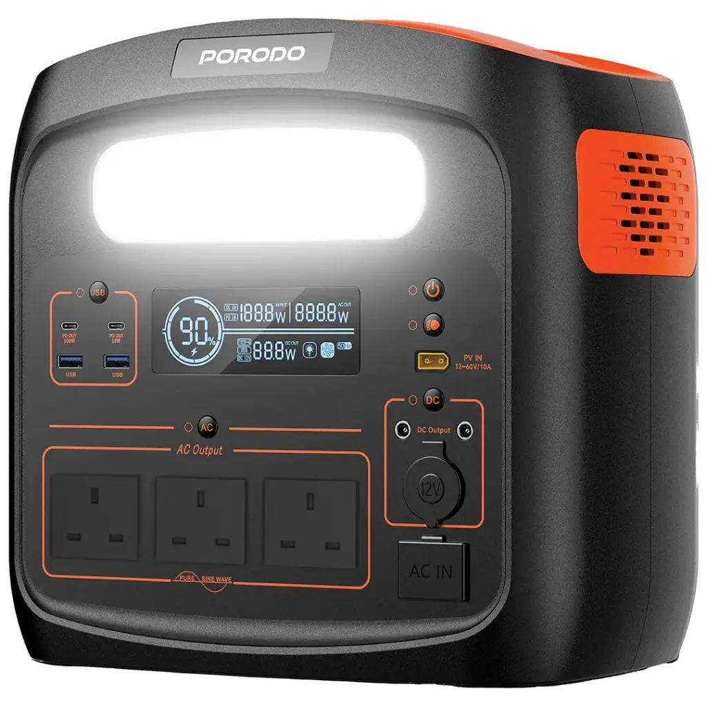 Porodo 1500W Forcebase Portable Power Station - Black/Orange 2 Porodo 1500W Forcebase Portable Power Station - Black/Orange - Image 2