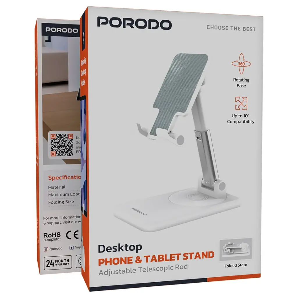 Porodo Desktop Phone & Tablet Stand with Adjustable Telescopic Rod 6 Porodo Desktop Phone & Tablet Stand with Adjustable Telescopic Rod - Image 6