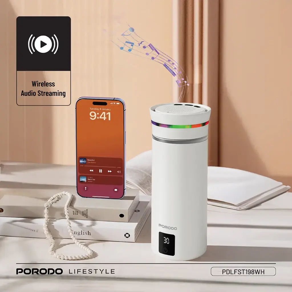 Porodo Lifestyle Fluxmix 350mL Stirring Cup with Speaker 7 Porodo Lifestyle Fluxmix 350mL Stirring Cup with Speaker - Image 7