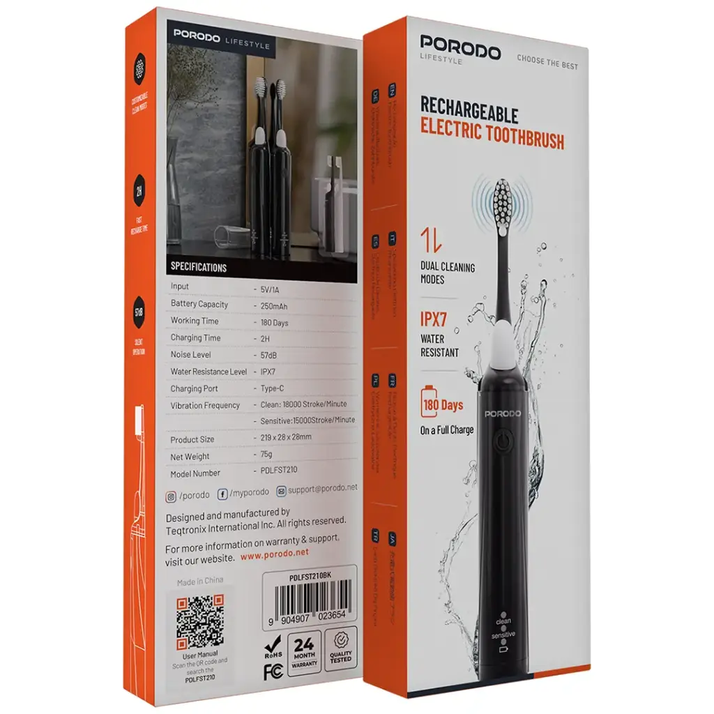 Porodo Lifestyle Rechargeable Electric Toothbrush 4 Porodo Lifestyle Rechargeable Electric Toothbrush - Image 4