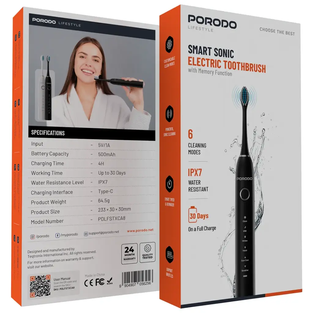 Porodo Lifestyle Smart Sonic Electric Toothbrush 3 Porodo Lifestyle Smart Sonic Electric Toothbrush - Image 3