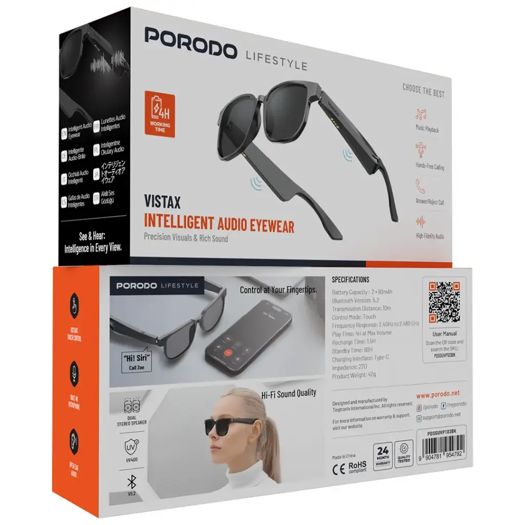 Porodo Lifestyle Vistax Intelligent Audio Eyewear 3 Porodo Lifestyle Vistax Intelligent Audio Eyewear - Image 3