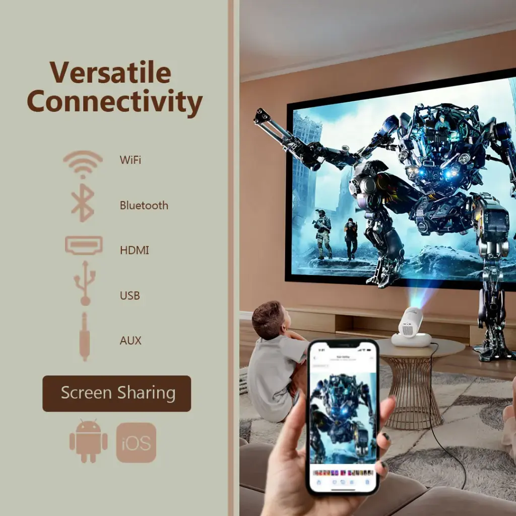Porodo Lumacast Smart Full HD Projector Auto Focus & Keystone 3 Porodo Lumacast Smart Full HD Projector Auto Focus & Keystone - Image 3