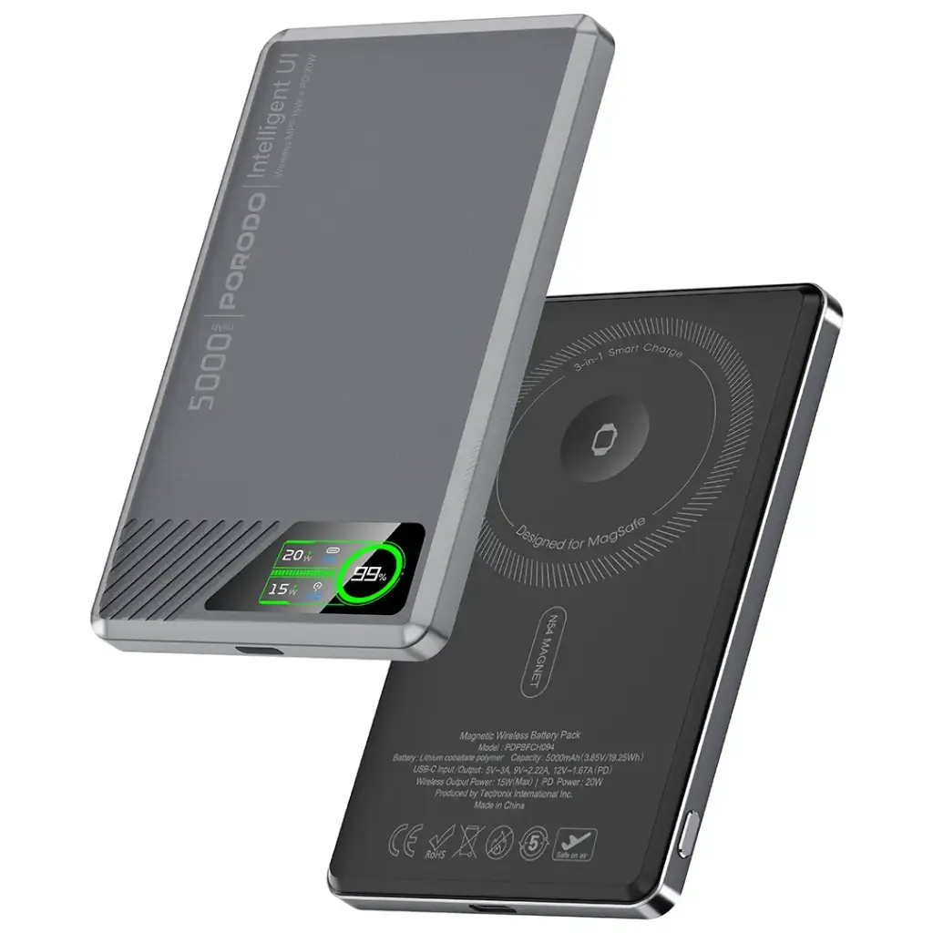 Porodo SlimMag 5000mAh Magnetic Power Bank 2 Porodo SlimMag 5000mAh Magnetic Power Bank - Image 2