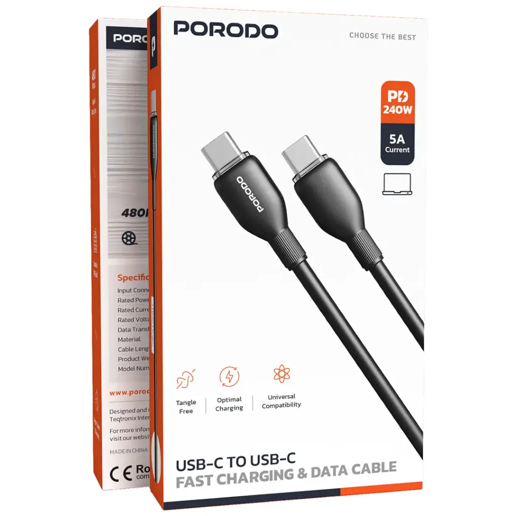 Porodo USB-C to USB-C Fast Charging & Data Cable 4 Porodo USB-C to USB-C Fast Charging & Data Cable - Image 4