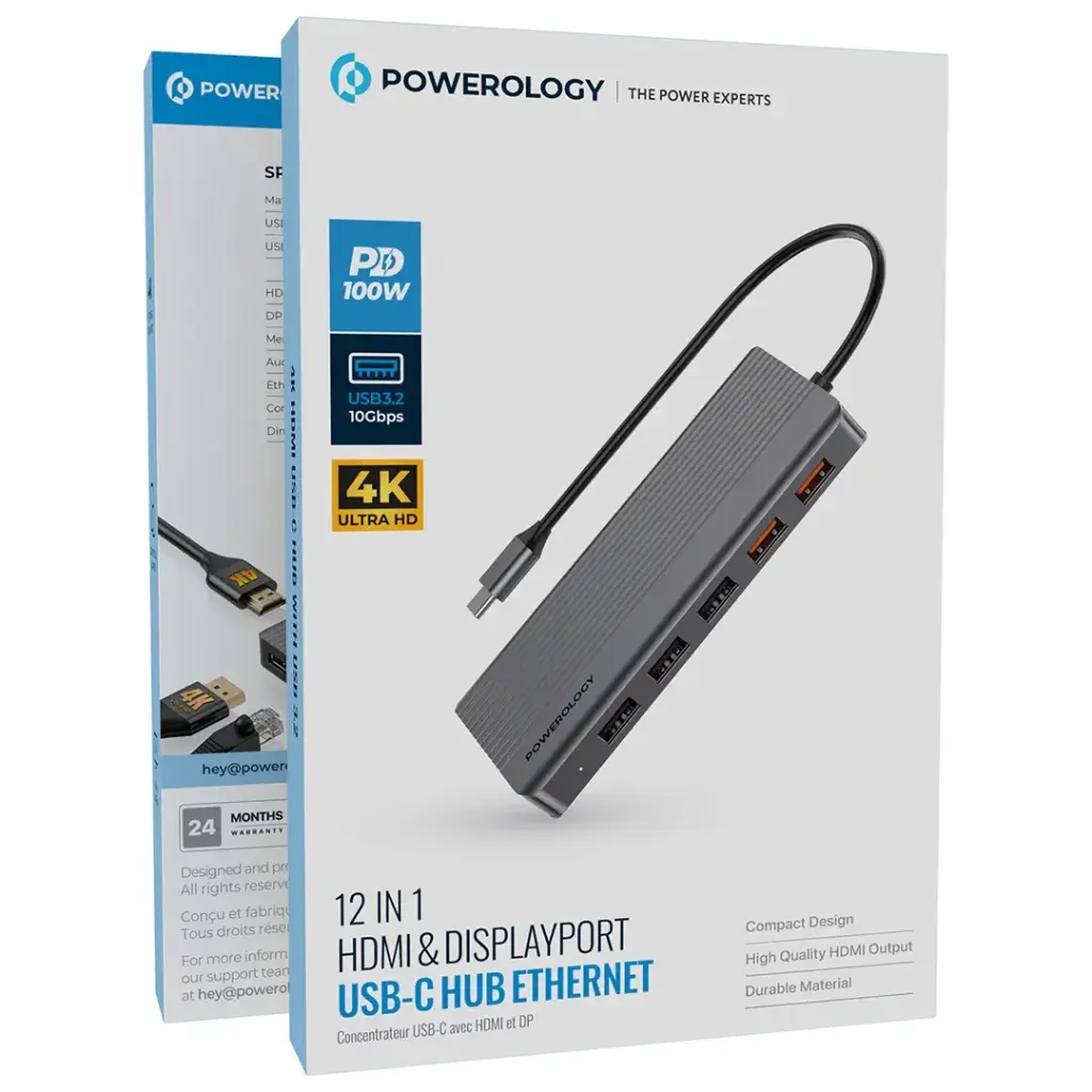 Powerology 12-In-1 HDMI & DisplayPort USB-C HUB Ethernet 6 Powerology 12-In-1 HDMI & DisplayPort USB-C HUB Ethernet - Image 6