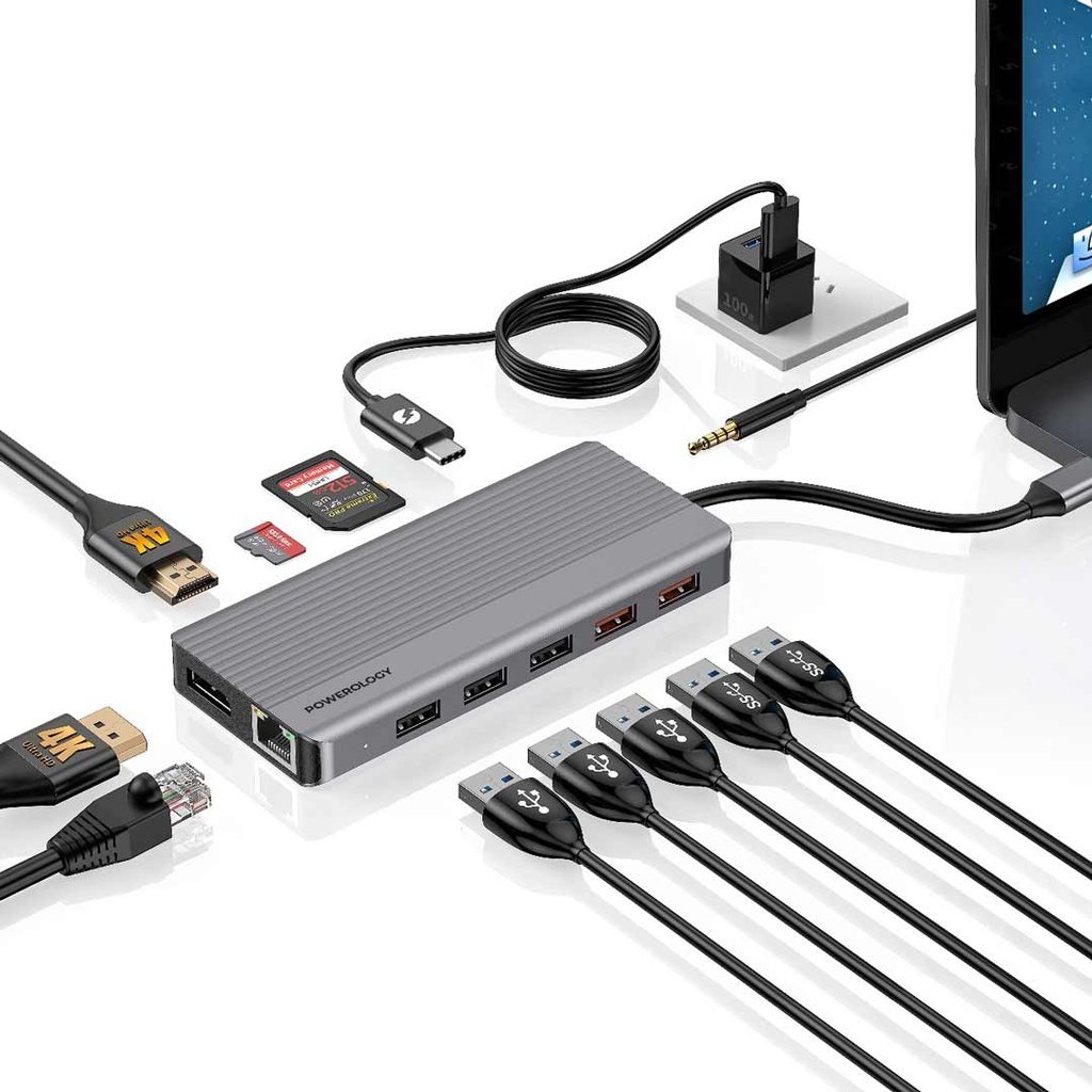 Powerology 12-In-1 HDMI & DisplayPort USB-C HUB Ethernet 7 Powerology 12-In-1 HDMI & DisplayPort USB-C HUB Ethernet - Image 7