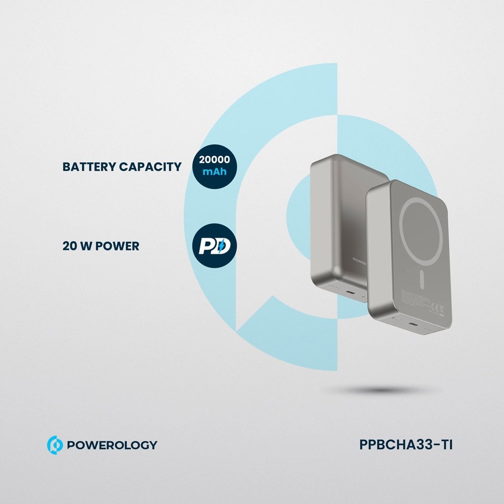 Powerology 20000 mAh 20W PD & 15W Magsafe Powerbank 5 Powerology 20000 mAh 20W PD & 15W Magsafe Powerbank - Image 5