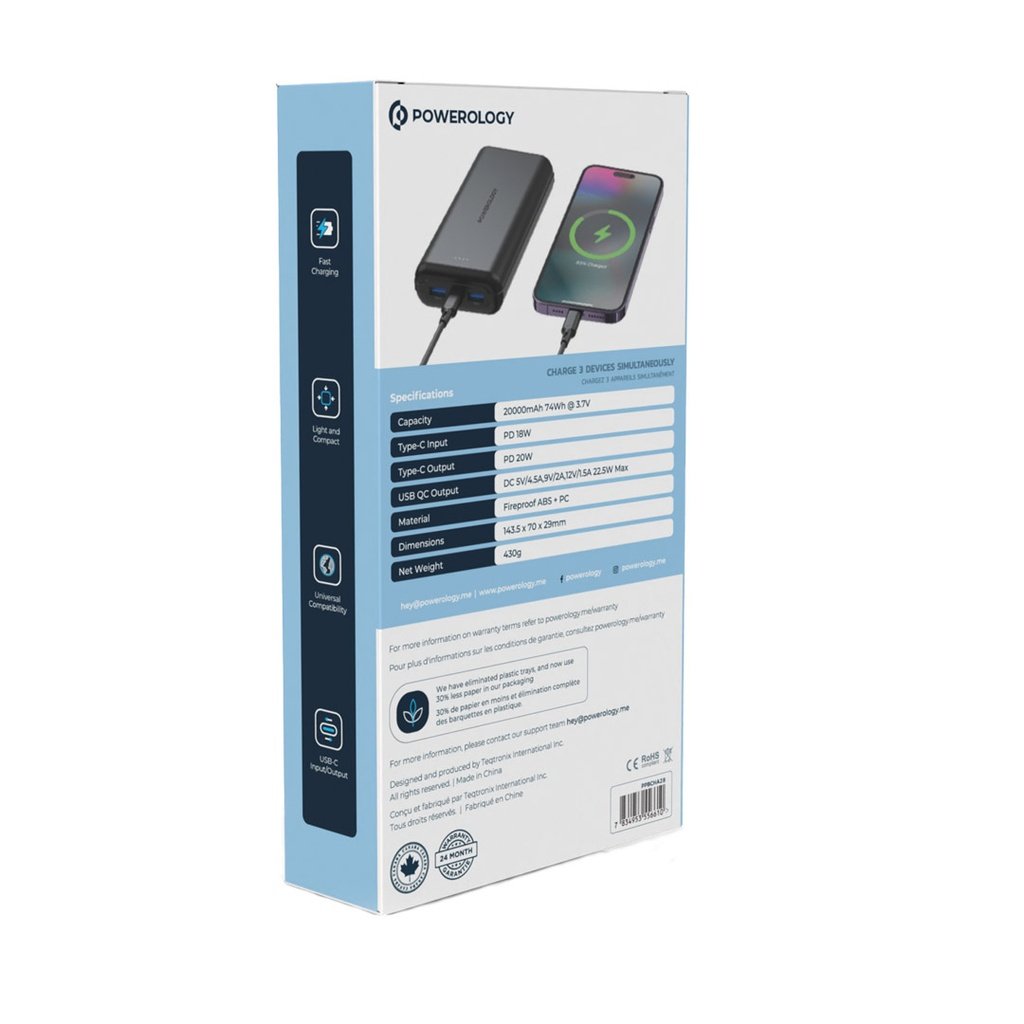 Powerology 20000mAh PD & QC Power Bank 6 Powerology 20000mAh PD & QC Power Bank - Image 6