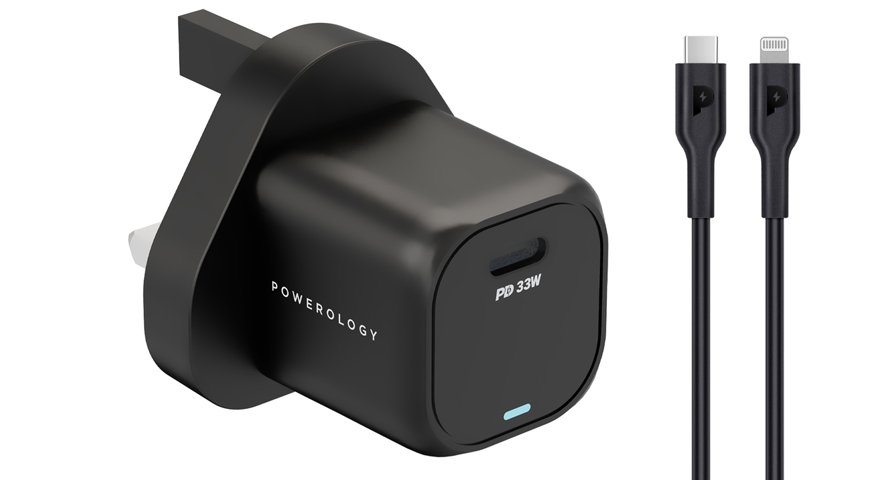 Powerology 33W GaN PD Charger with Type-C to Lightning 1.2m Cable 1 Powerology 33W GaN PD Charger with Type-C to Lightning 1.2m Cable